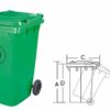 BOTE BASURA RECTANGULAR 240 LT VERDE 