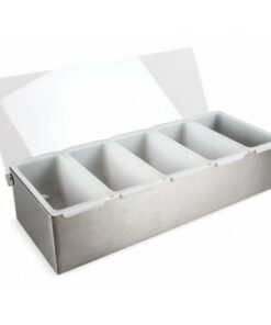 CAJA PARA CONDIMENTOS 5 COMPARTIMIENTOS ACERO INOXIDABLE